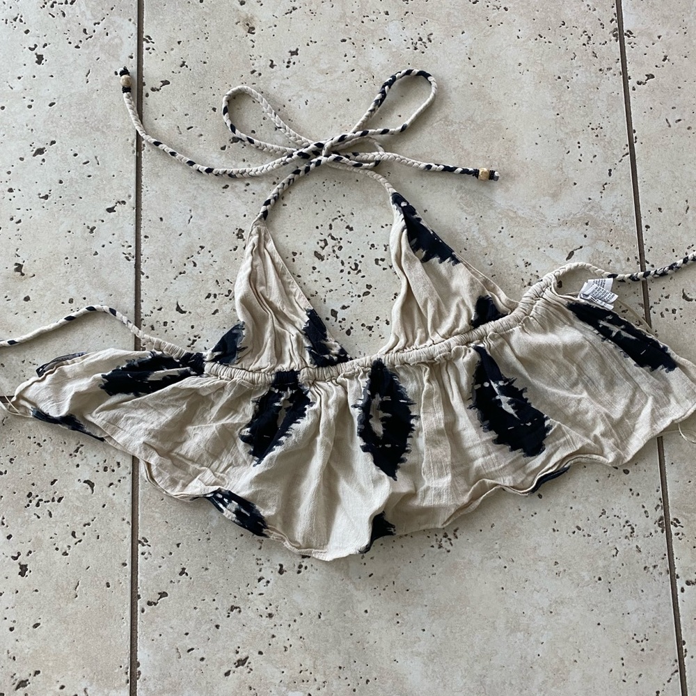 Zara Beige and Black Halter Top